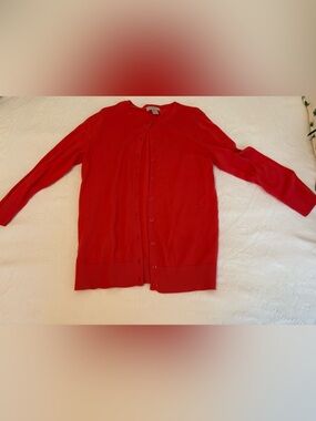Classic Salmon Button-Front Cardigan Sweater